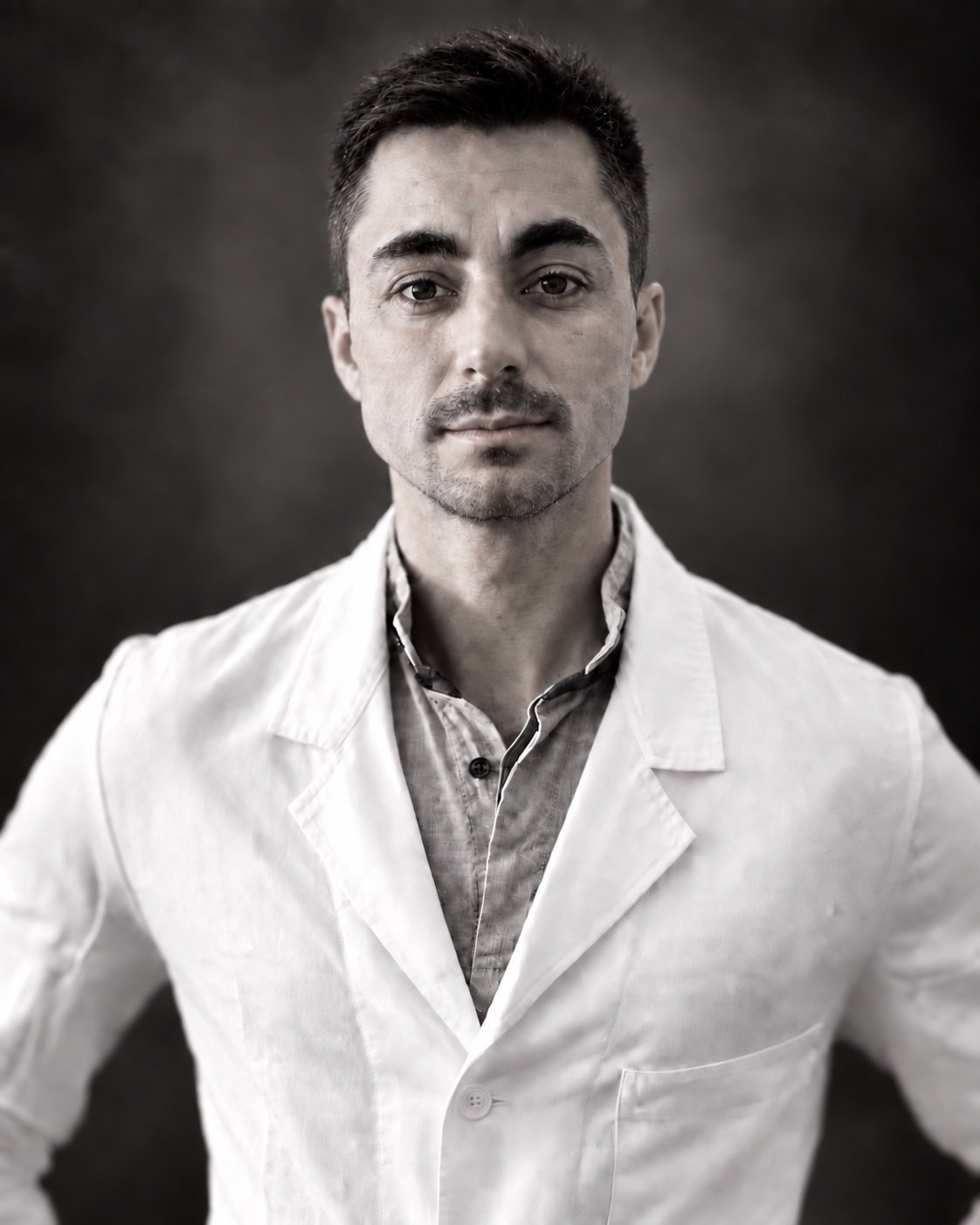 Portret alb-negru al dr. Pietro Mittica