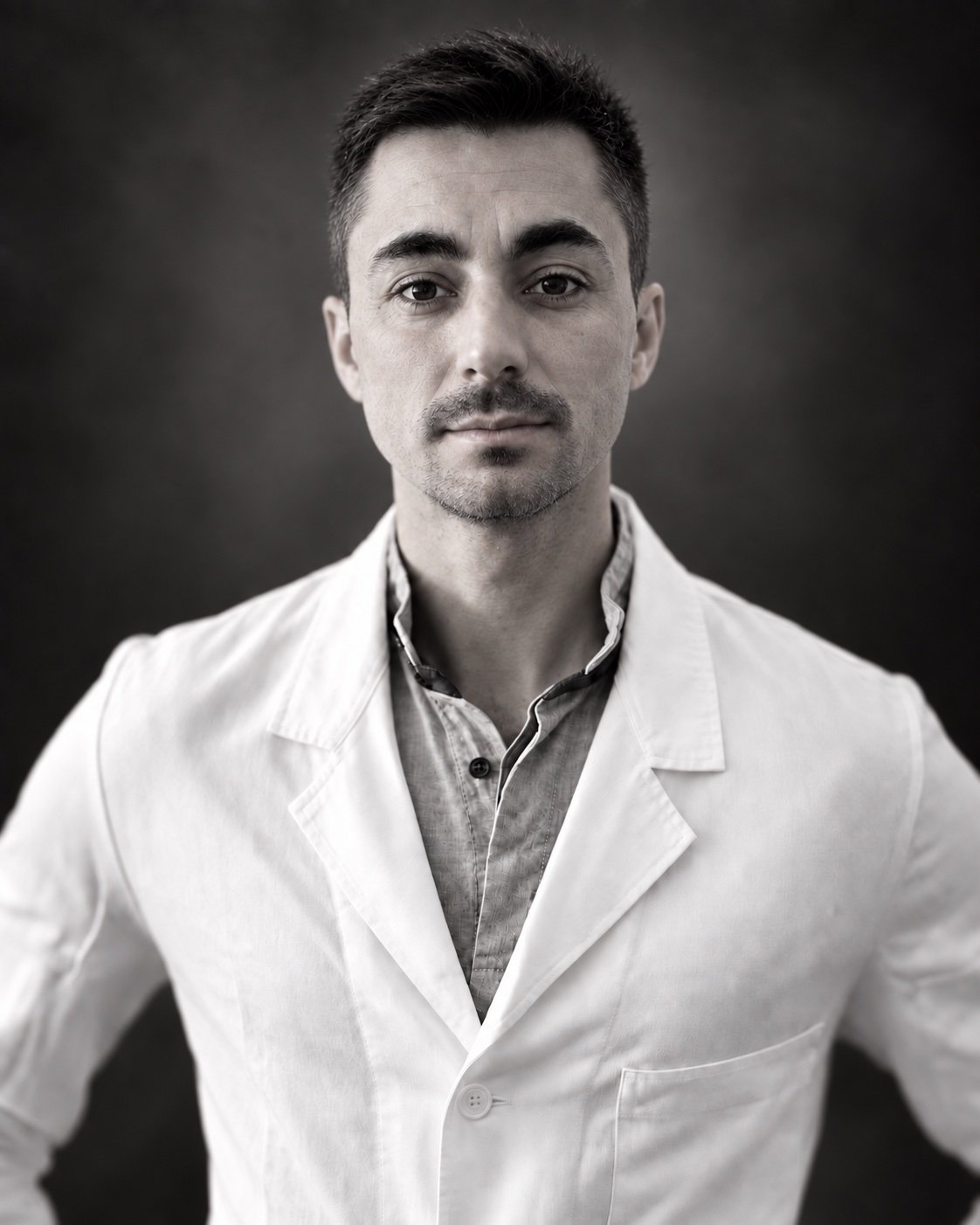 Ritratto in bianco e nero del Dott. Pietro Mittica